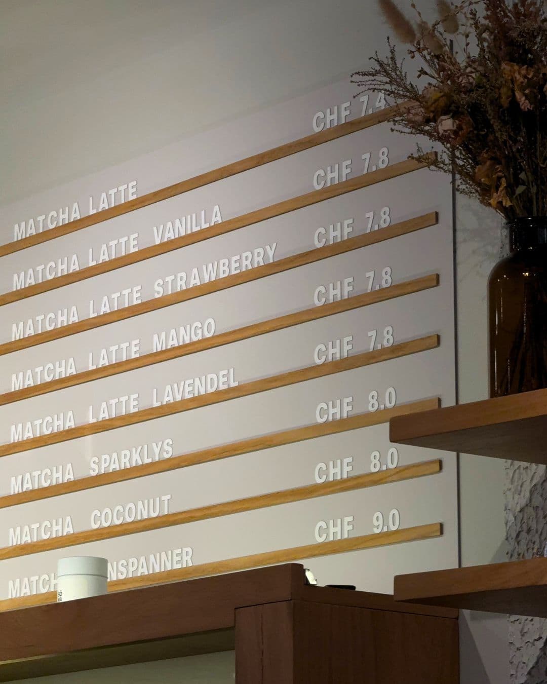 matcha cafe menu board